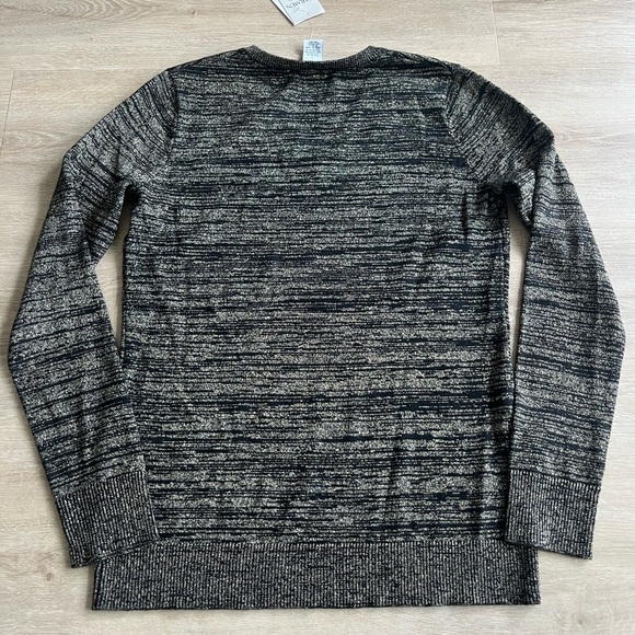 Carmen Marc Valvo Metallic Sweater Blouse Black Gold SZ S NWT - Picture 7 of 8